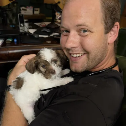 Mathao and puppy